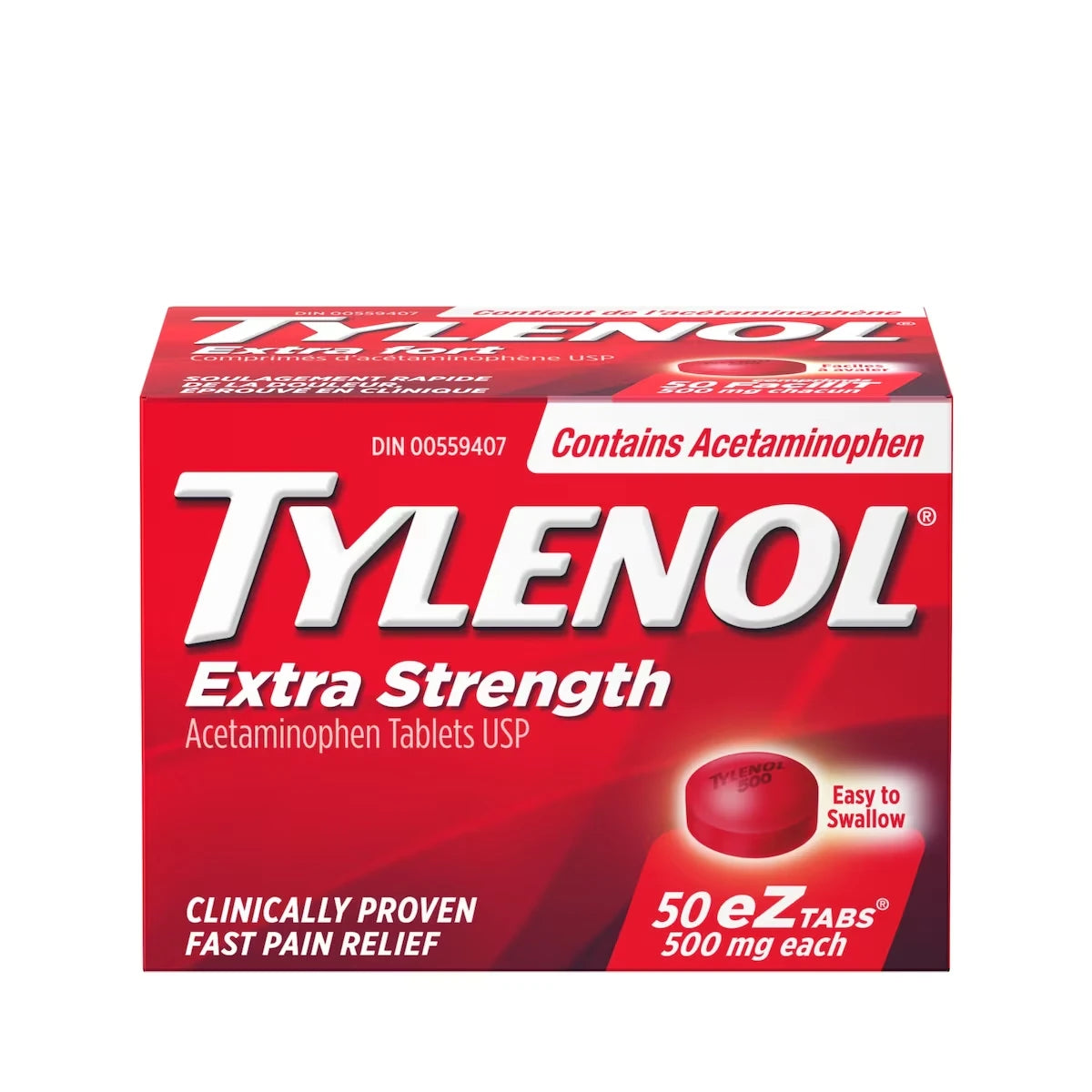 Tylenol Extra Strength Pain Relief Acetaminophen 500 mg EZTabs product image