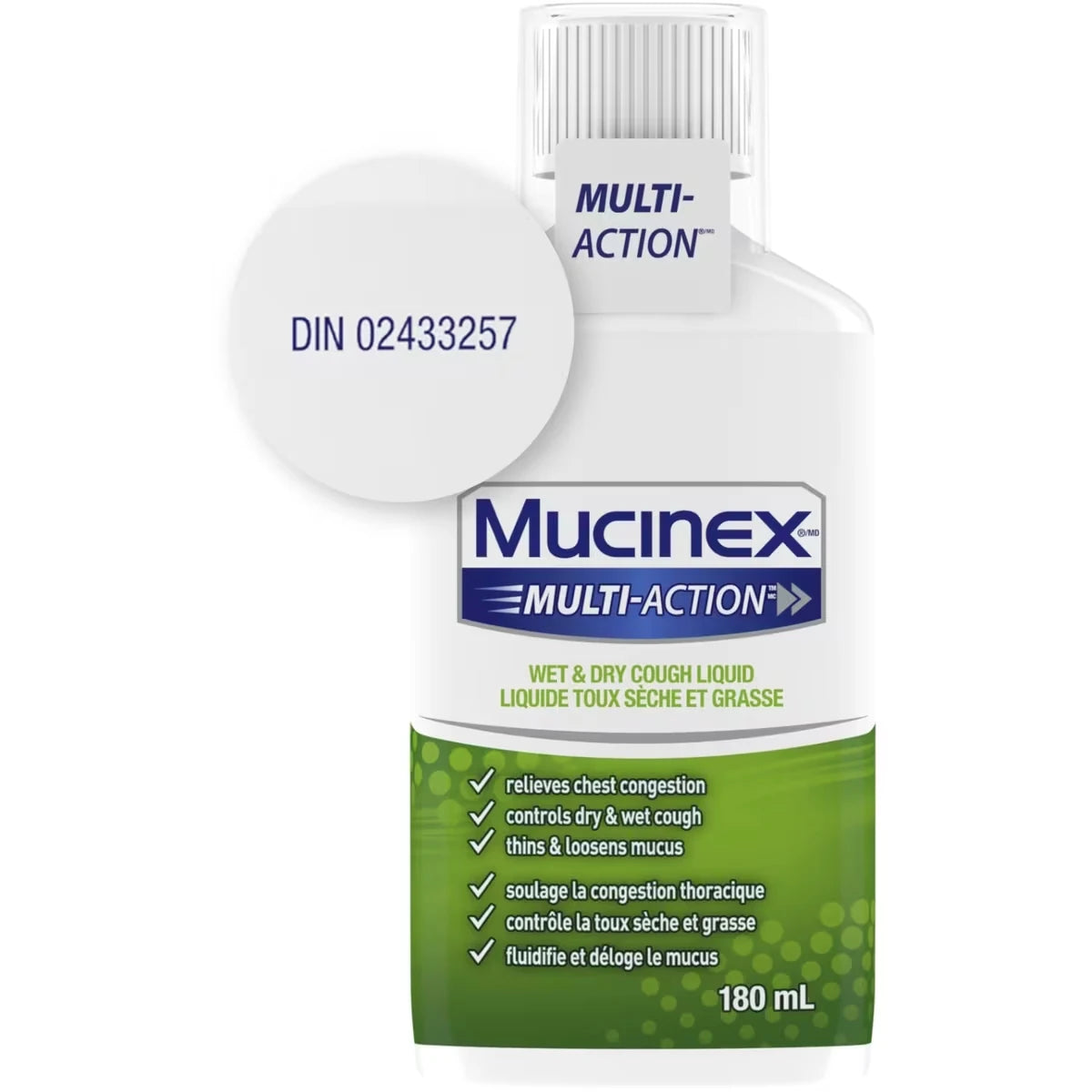 Mucinex Multi-ActionTM Wet & Dry Cough, Liquid, 180 Ml product detail