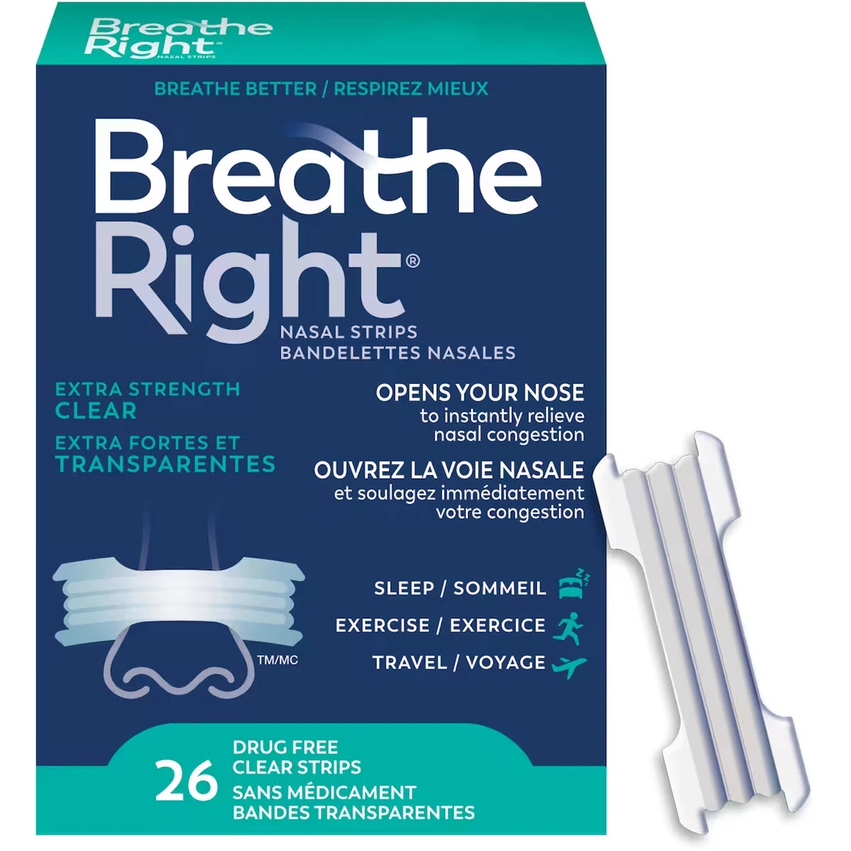 Breathe Right Nasal Strips Extra Clear 26 Clear Strips product image