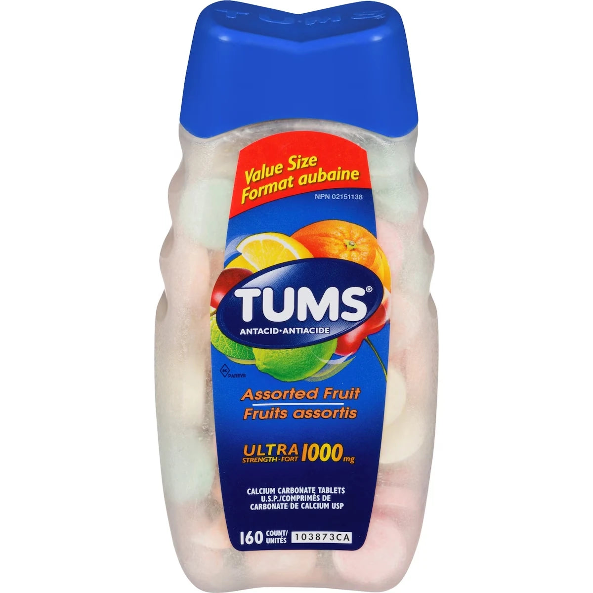 Tums Ultra Strength Antacid for Heartburn Relief Assorted Fruit 160 count alternate view