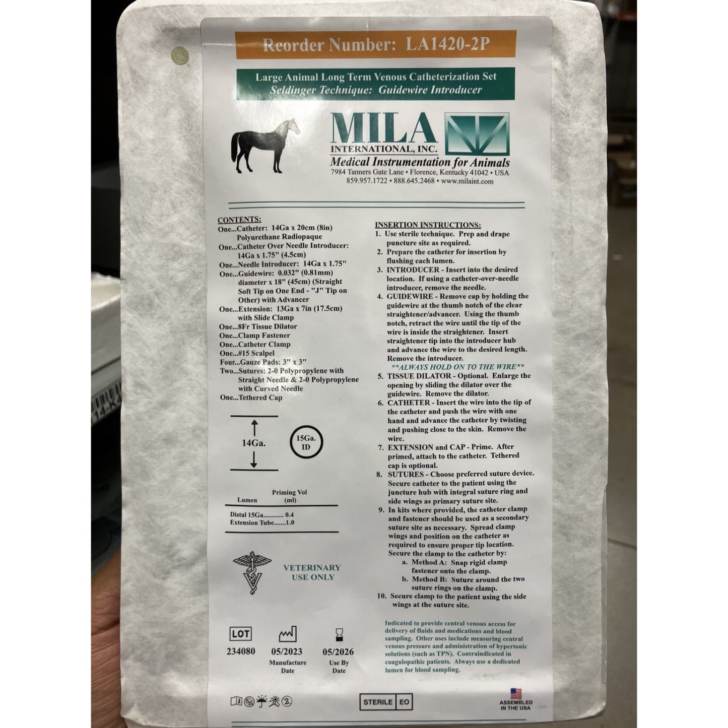 IV Catheter Long Term Milacath Kit for Large Animal for Horses 1 Catheter 14 g x 20 cm - additional product view 2