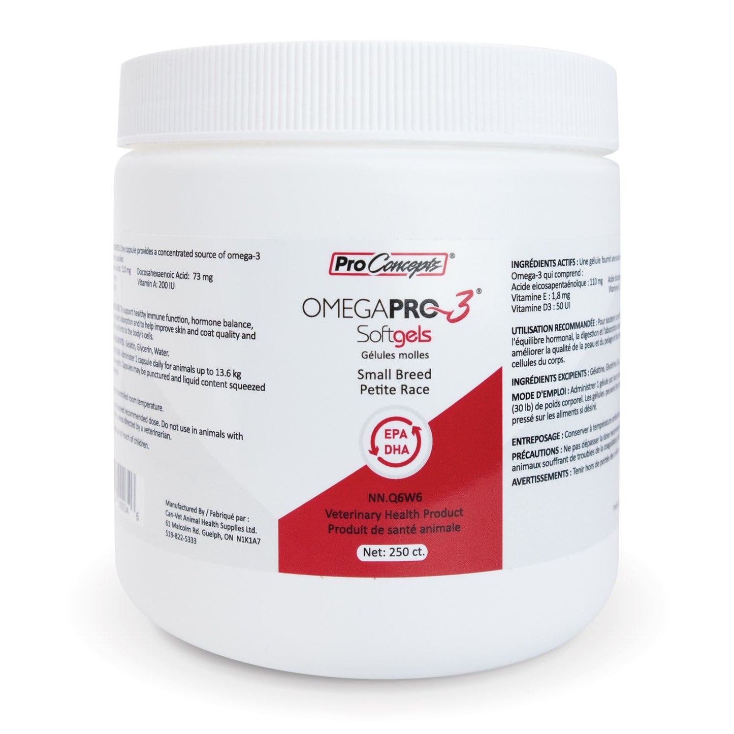 OmegaPro - 3 for Small Breeds for Dogs 250 Softgels Test