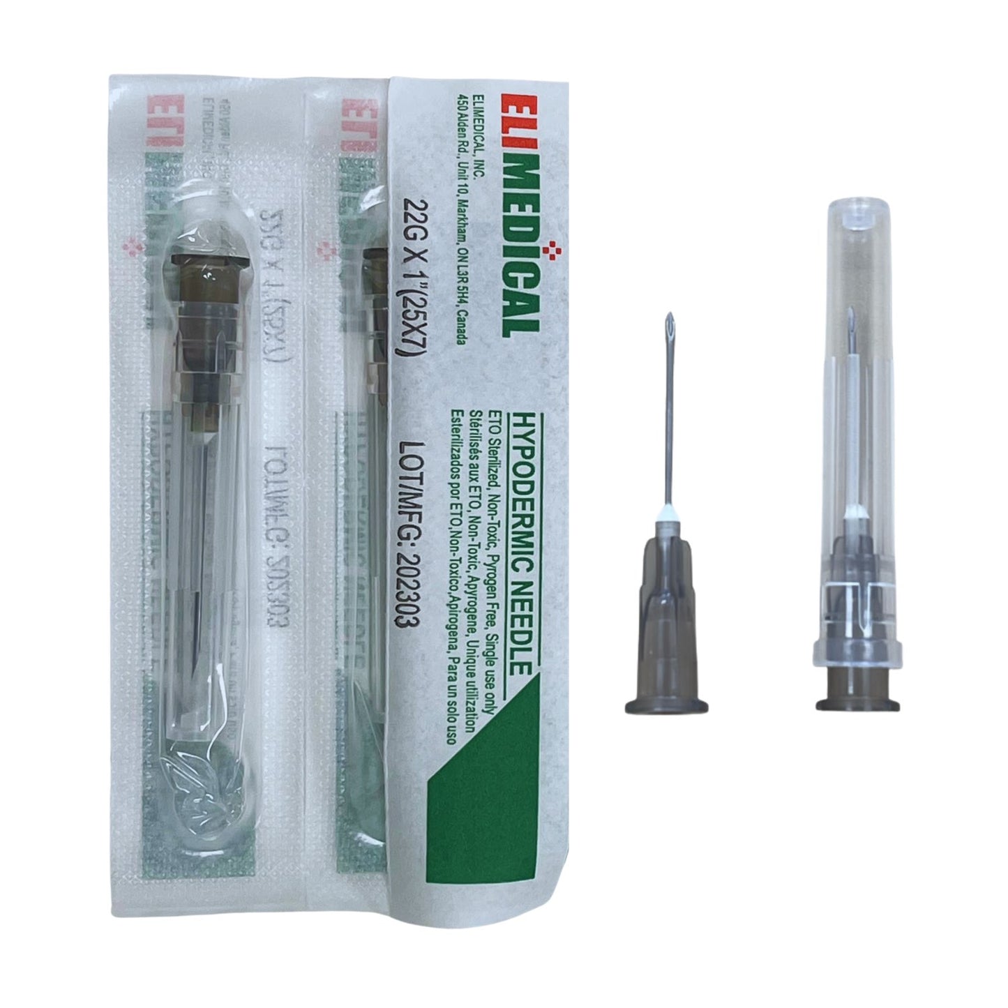 Hypodermic Needles Box of 100 Needles 22 g x 1 in