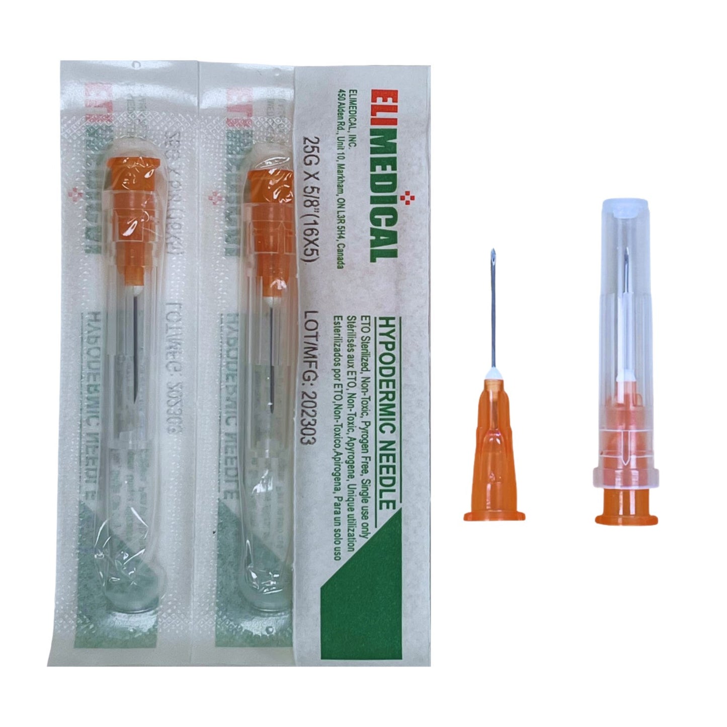 Hypodermic Needles Box of 100 Needles 25 g x 5 / 8 in
