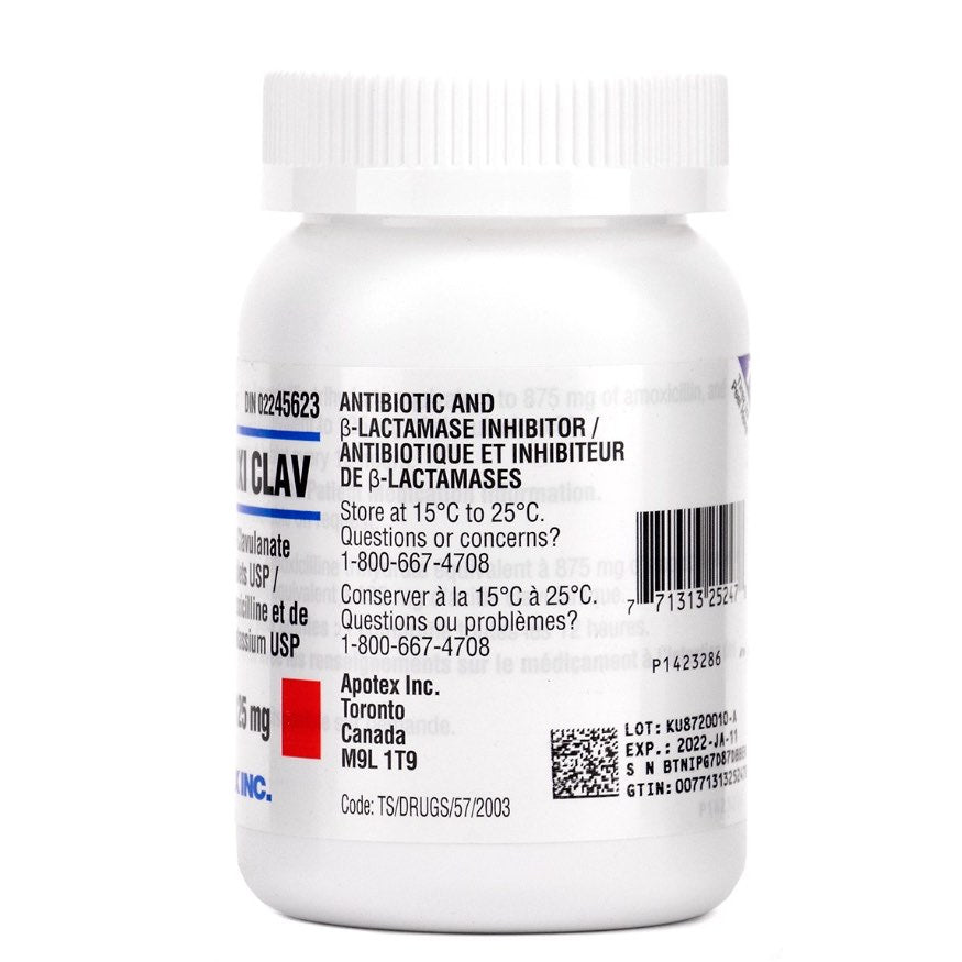 Apo - Amoxi Clav Tablet 1 Bottle of 100 Tablets