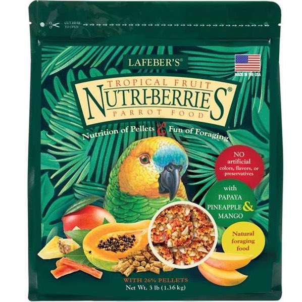 Nutri - Berries Tropical Fruit Parrot Food for Exotic Pets 1.36 kg Bag