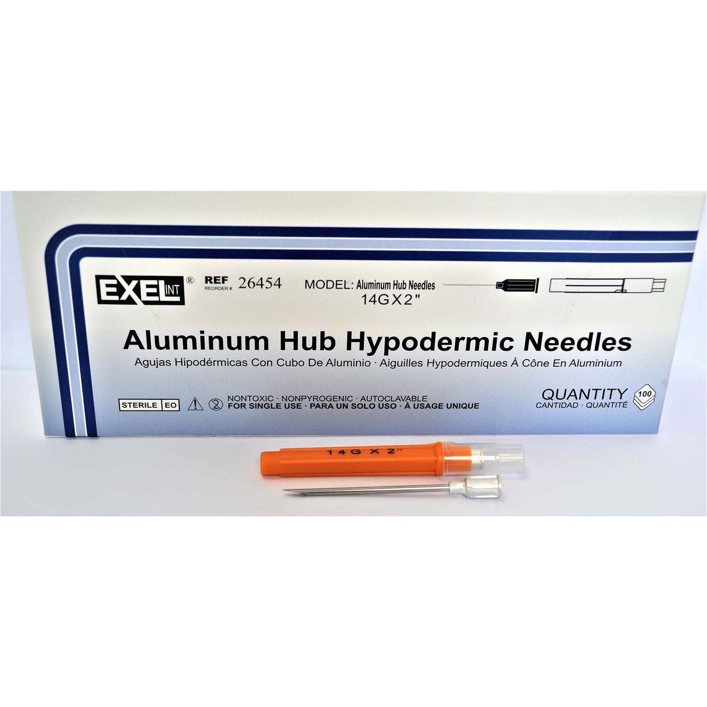Hypodermic Needles with Aluminium Hub Box of 100 Needles 14 g x 2 in