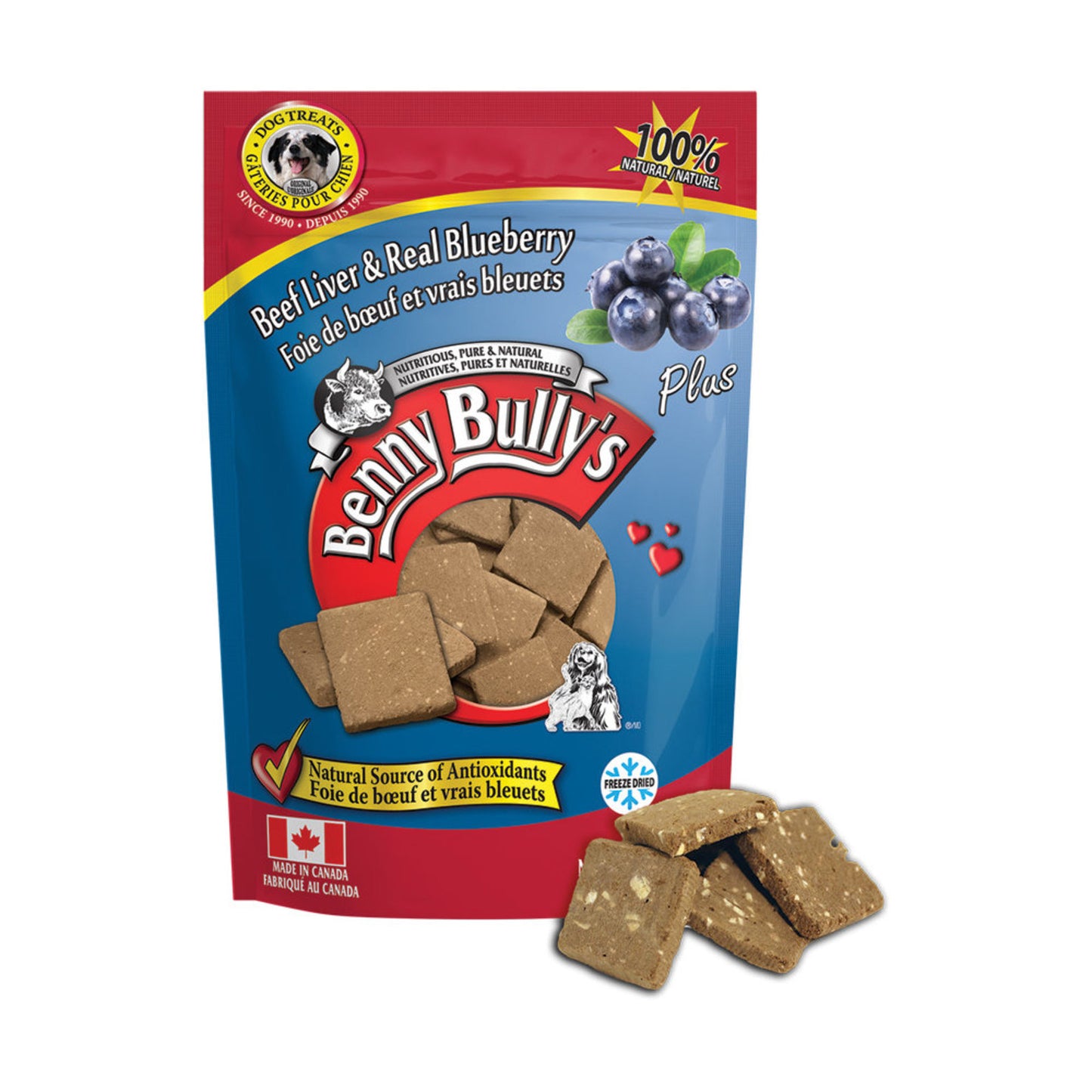 Liver Chops PLUS Dog Treats for Dogs (Liver and Blueberry) 58 g Bag