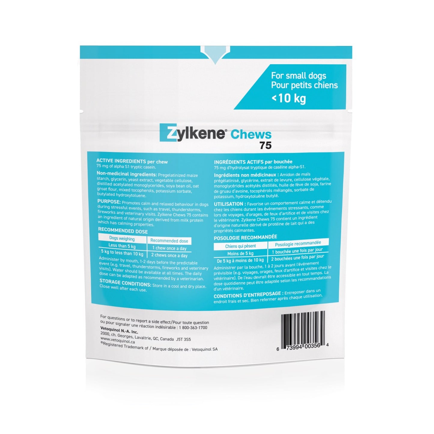 Zylkene Chews for Dogs 14 Soft Chews 75 mg - additional product view 2