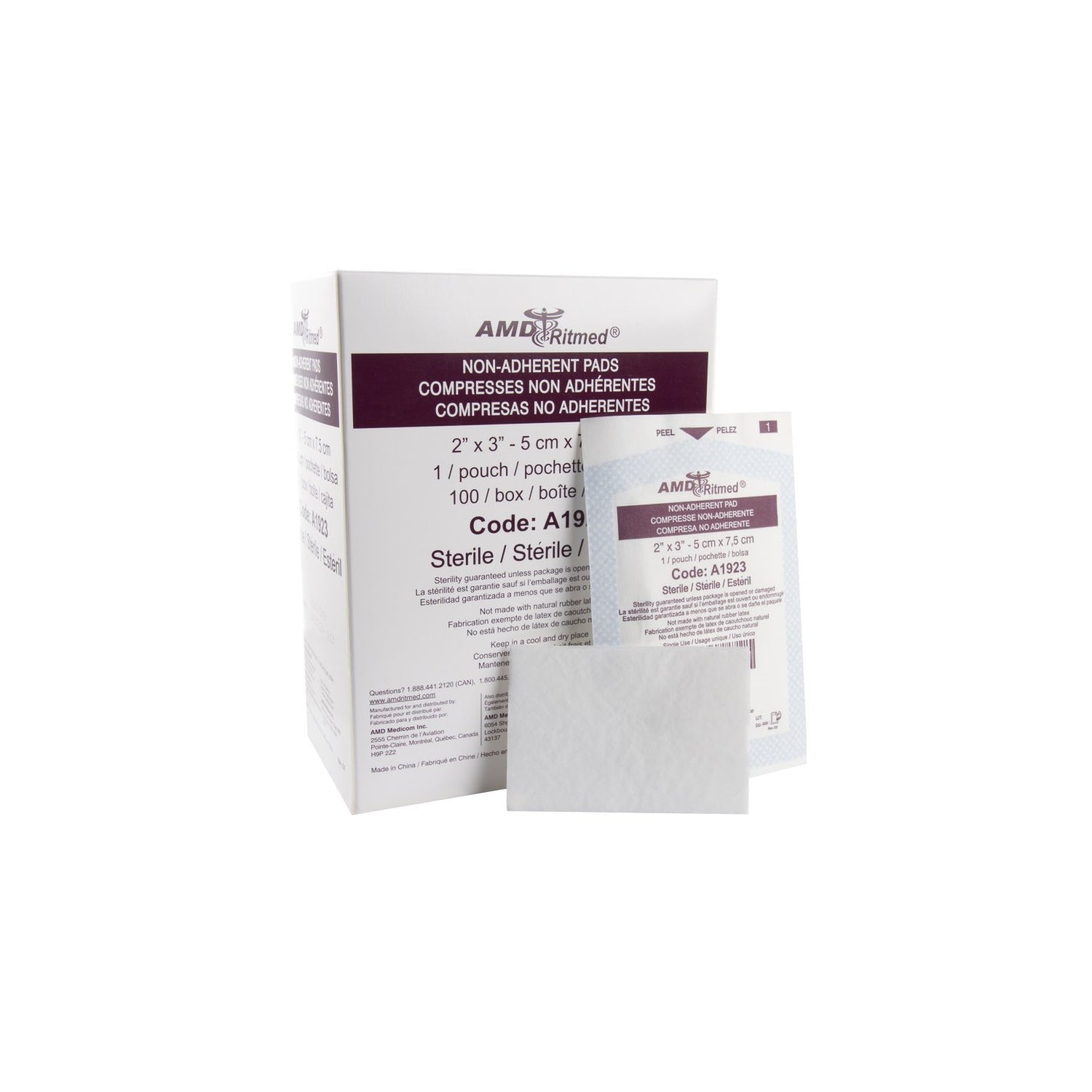 Dressing Pad Non - Adherent Sterile Pack of 100 Units 2 in x 3 in