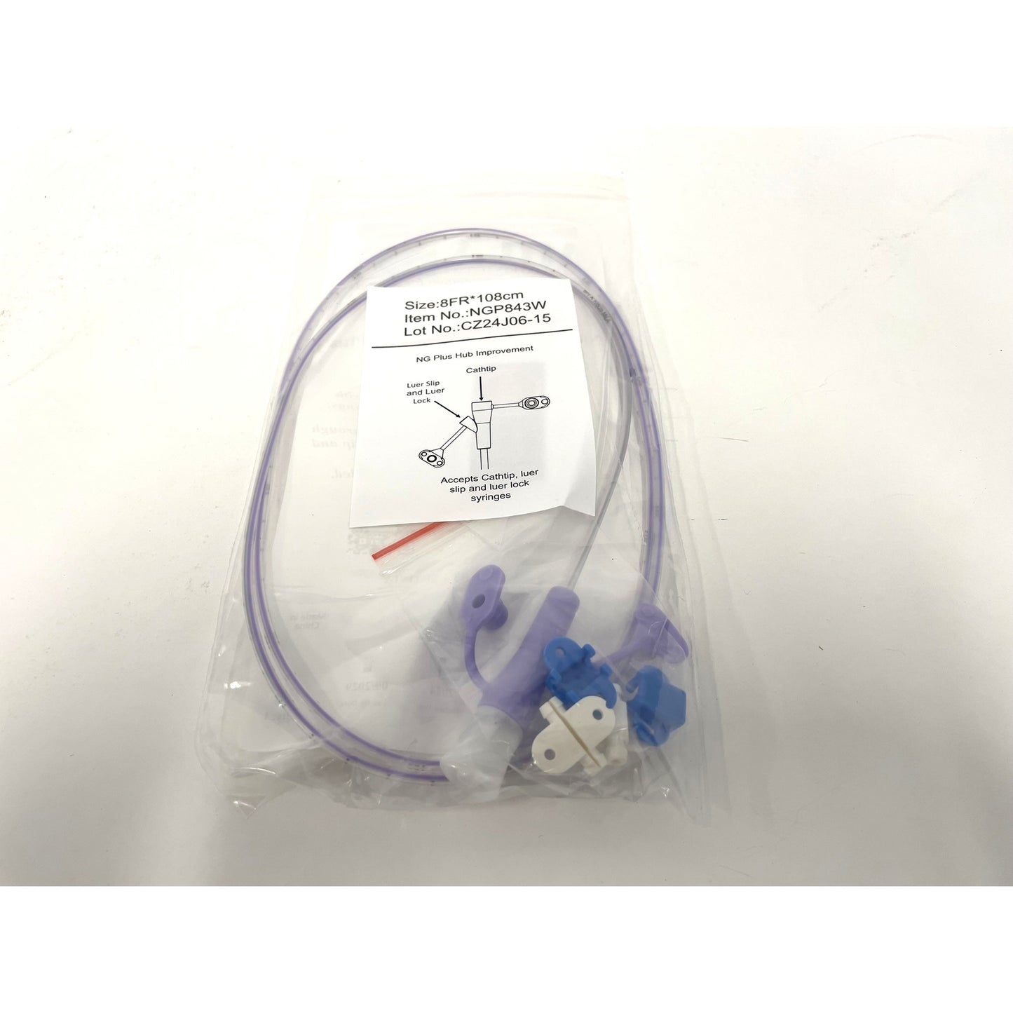 Nasogastric Feeding Tube Plus with Stylet (Weighted) 1 Tube 8 Fr x 108 cm - additional product view 2