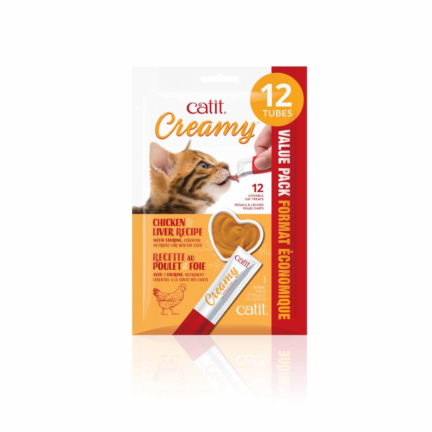 Creamy Lickable Cat Treats for Cats (Chicken and Liver) Pack of 12