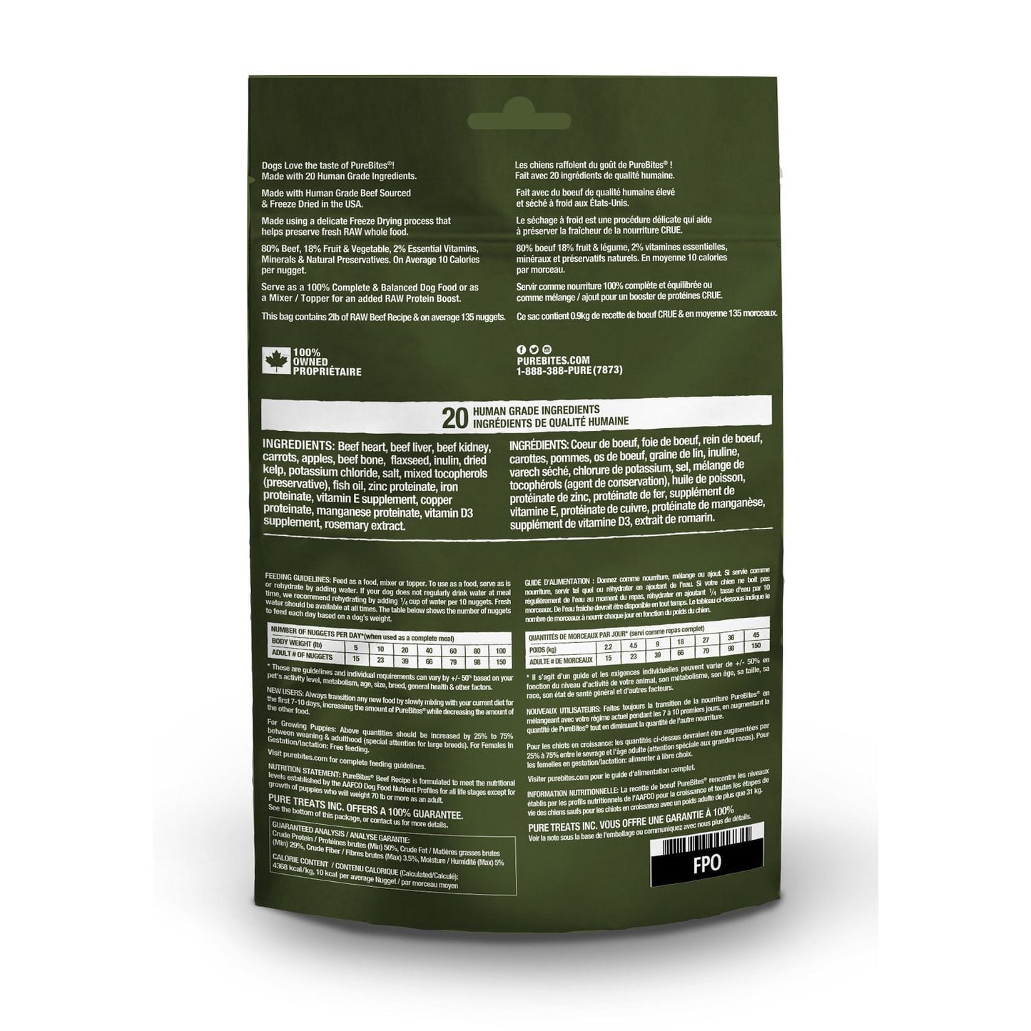 PureBites Food and Topper for Dogs (Beef) 85 g Bag - additional product view 2