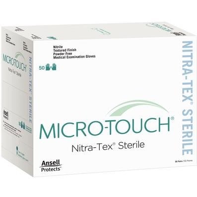 Micro-Touch Nitra-Tex Sterile Nitrile Exam Gloves, Blue, Small (Box of 50 Pairs)