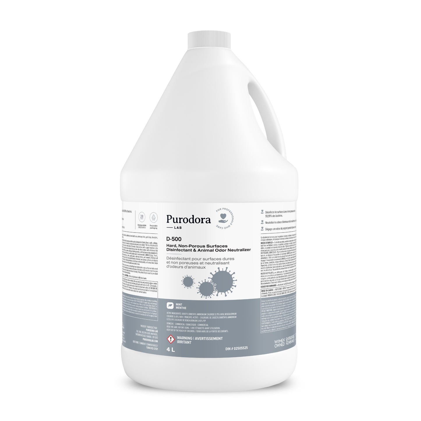 D - 500 Hard Surfaces Disinfectant & Animal Odor Neutralizer 4 L Jug
