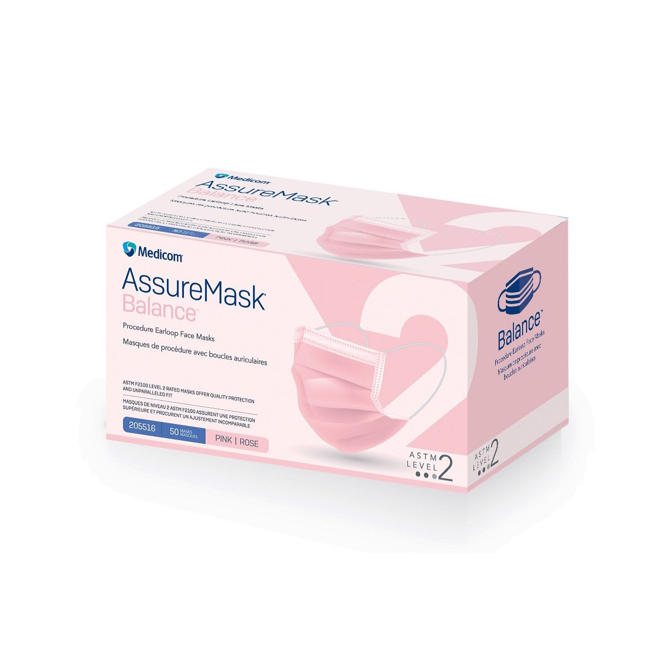Procedure Face Mask AssureMask Balance with Earloops Level 2 for Farm Animals (Pink) Pack of 50