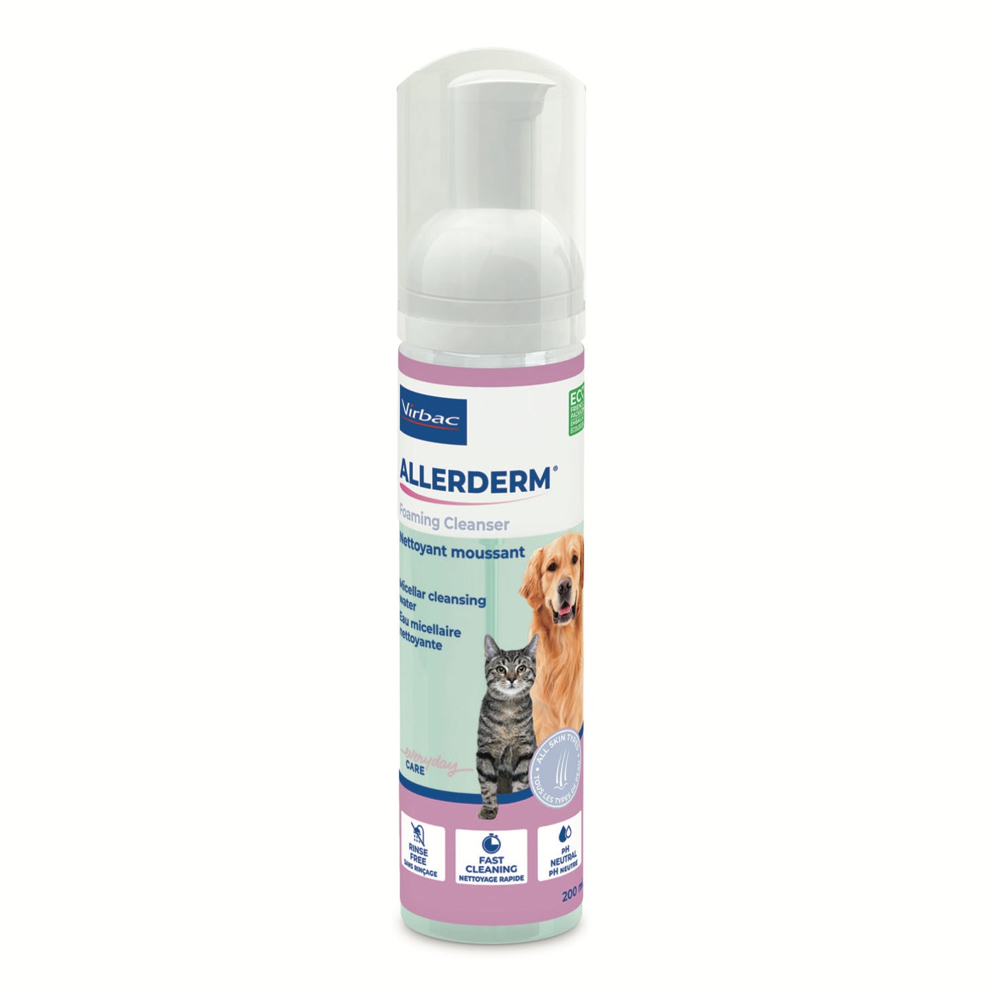Allerderm Foaming Cleanser for Cats and Dogs 200 mL Bottle