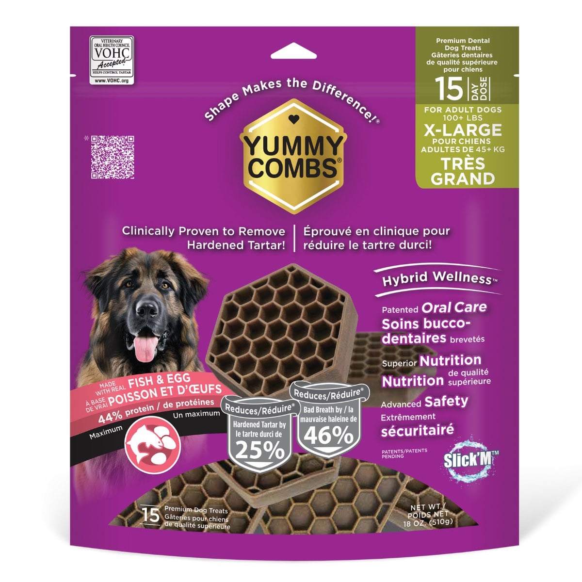 Yummy Combs Dental Treats for Extra Large Dogs (Fish and Egg) 15 Doses