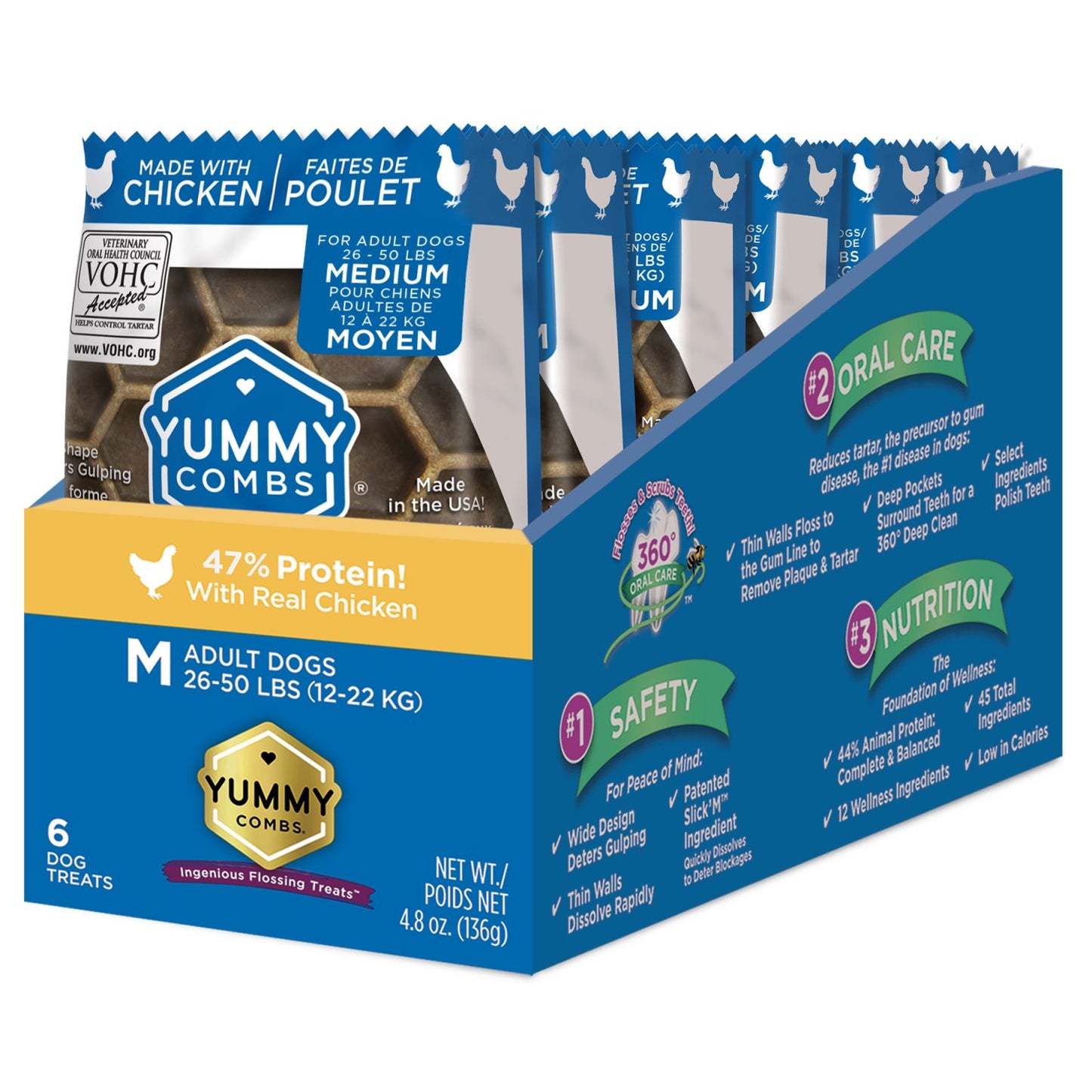 Yummy Combs Dental Treats for Medium Dogs (Trial Sizes) (Chicken) 6 Trial Sizes