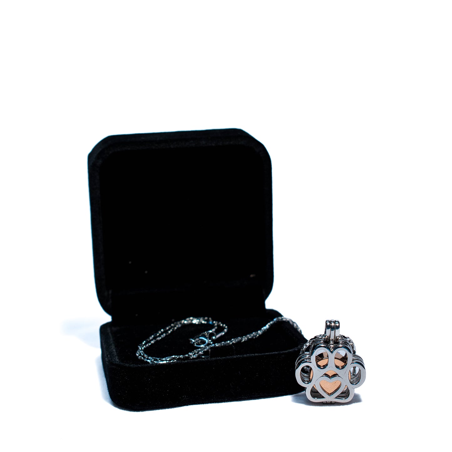 Cremation Pendant - Rose Gold Paw Print Cage 1 Unit - additional product view 4