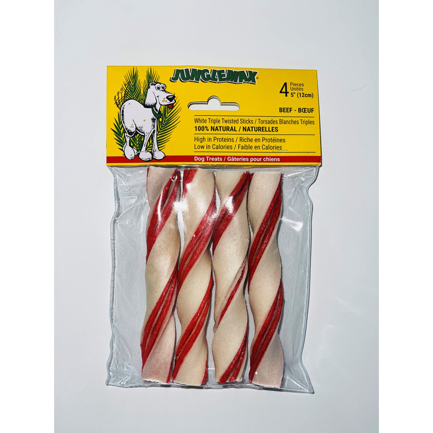 Treat White Triple Twisted Stick for Dogs (Beef) 4 x 12 cm