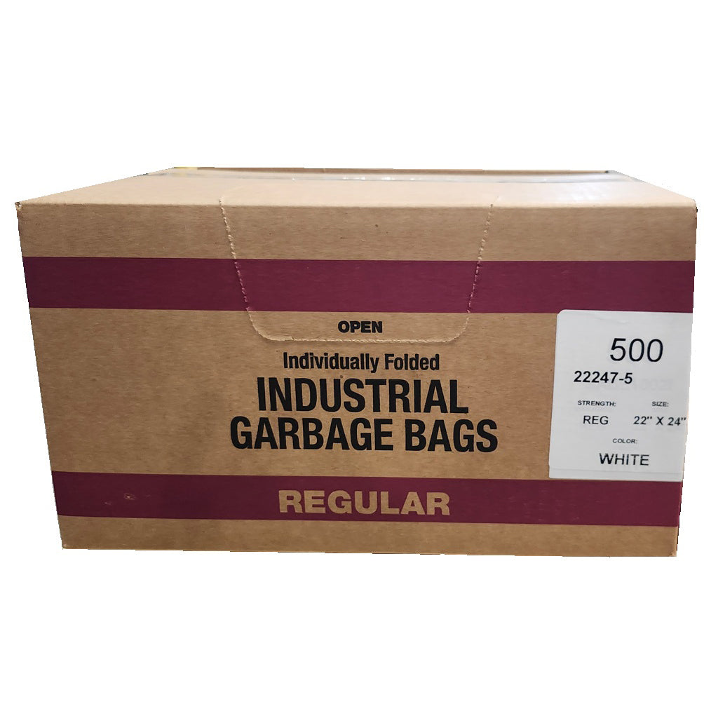 Industrial Garbage Bags, White, 22 x 24 in (Pack of 500)