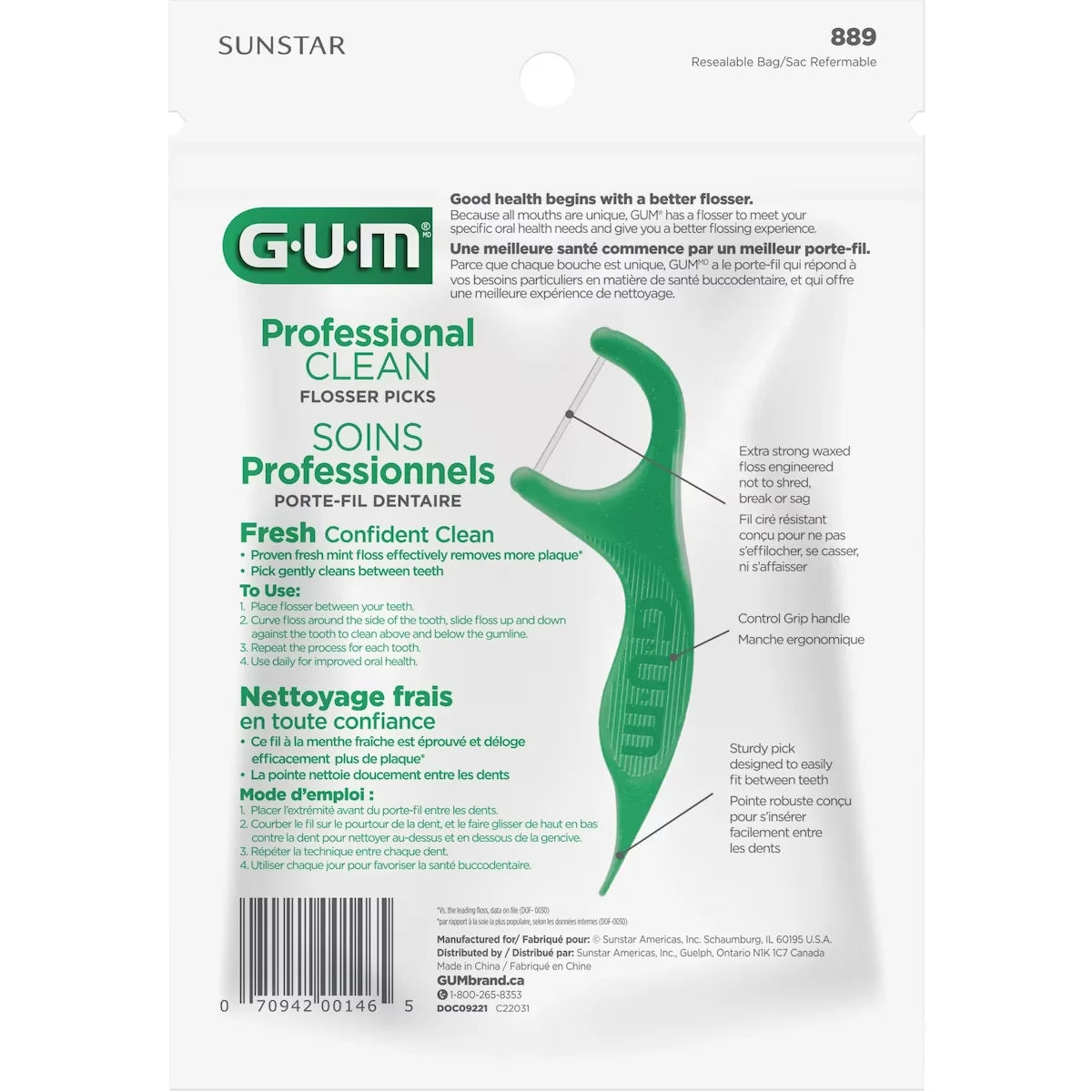 Gum Professional Clean Flossers Picks 150 Unit product detail