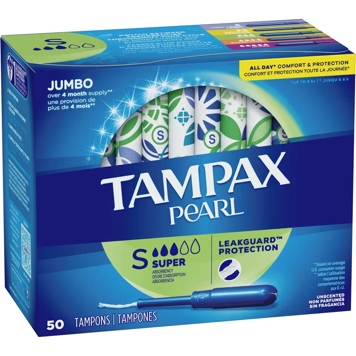 Tampax Pearl Tampons Super Absorbency, 50 Count product detail