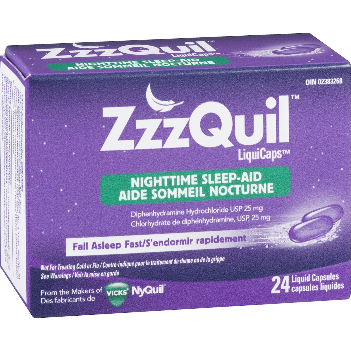 Vicks ZzzQuil Nighttime Sleep-Aid LiquiCaps, 24 Count product detail