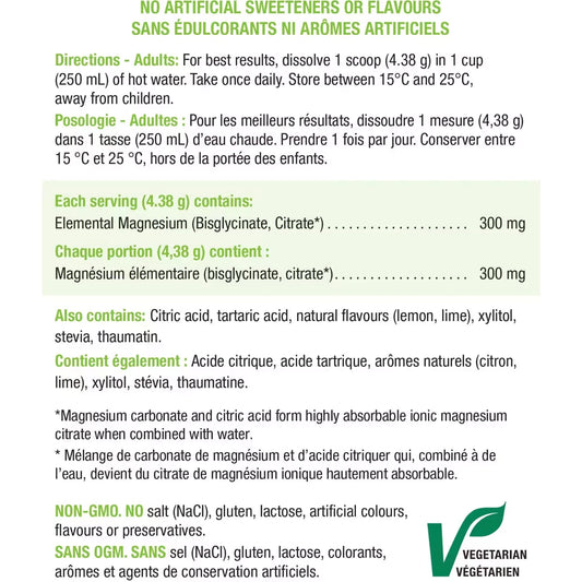 Jamieson Magnesium Bisglycinate Plus Citrate Powder Lemon-Lime Flavour product detail