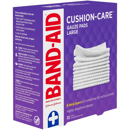 Band-Aid CUSHION-CARE Gauze Pads Large, 4 Inch by 4 Inch, 10 ea product detail