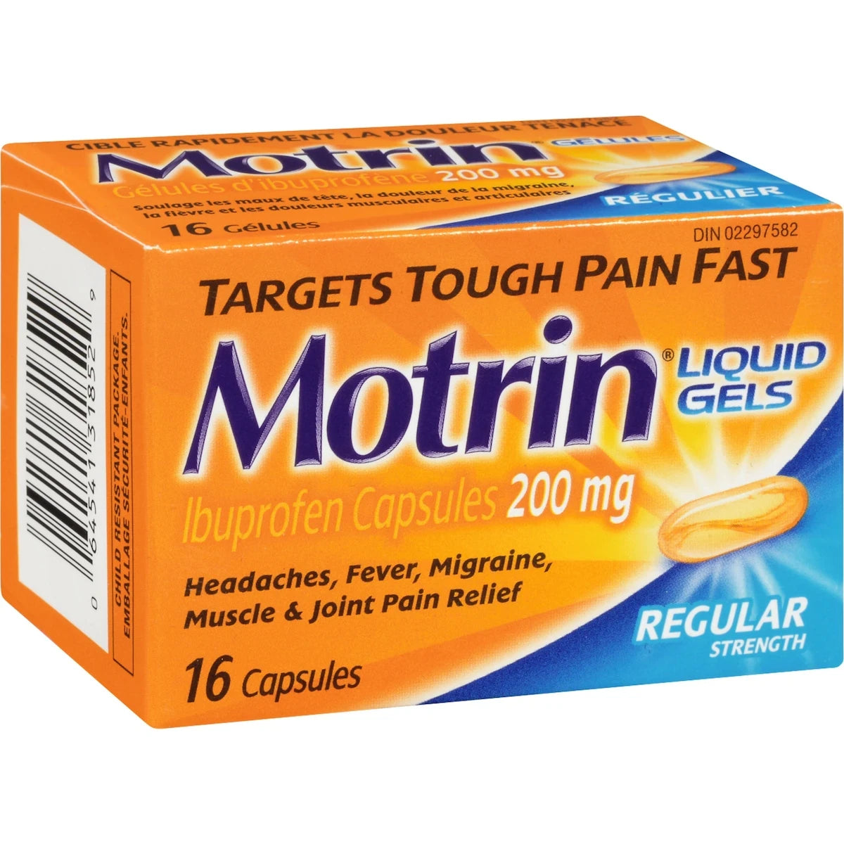 Motrin Regular Strength Pain Reief Ibuprofen 200mg, Liquid Gels product detail
