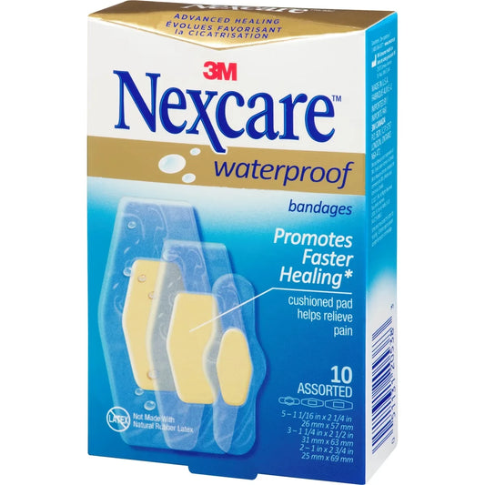 Nexcare Advanced Healing Waterproof Hydrocolloid Bandages, Ast. Sizes, 10 pk 10 pack product detail