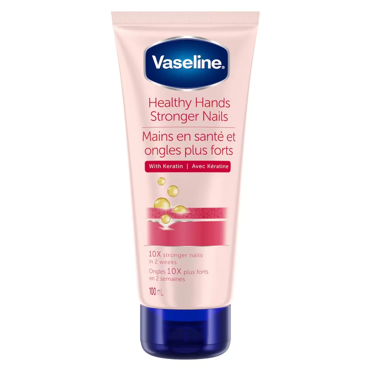 Vaseline Intensive Care Hand Lotion for hands and nails treatment Healthy Hands Stronger Nails hand cream enriched with front package