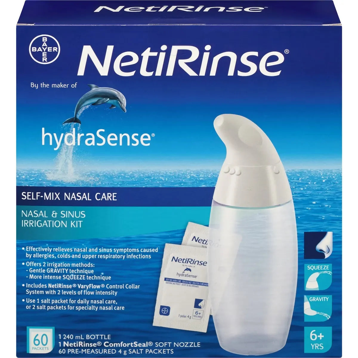Netirinse Hydrasense 2-In-1 Nasal And Sinus Irrigation Kit, Helps Reduce And Relieve Nasal And Sinus Symptoms, 1 Kit front package