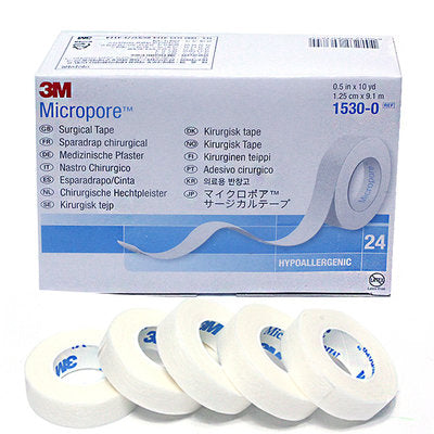 Solventum Tape Micropore 1/2in X 10yrds White 1530-0 — Box of 24 — product image