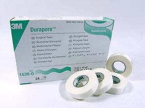 Solventum Durapore Surgical Tape 1/2" X 10yd Silk-Like Cloth Hypoallergenic High-Stretch Bidirectional T 1538-1-2 — Box of 24 — product image