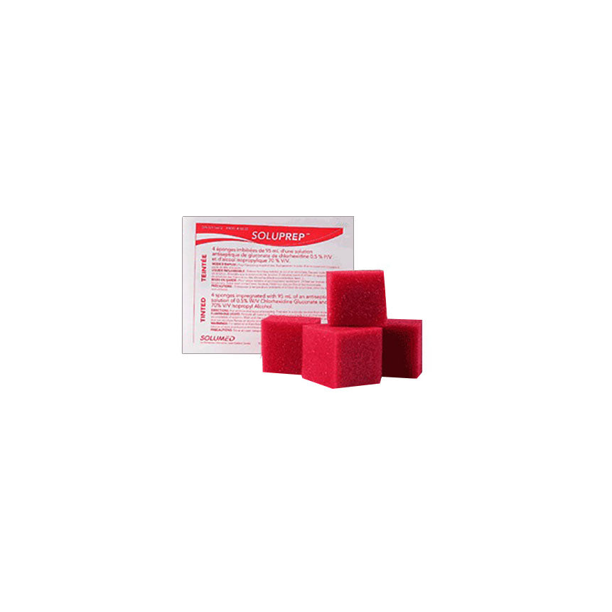 Solventum Soluprep Antiseptic Sponge 2% Chg 70% Ipa Tinted Pink S10025 — Pack of 4 — product image