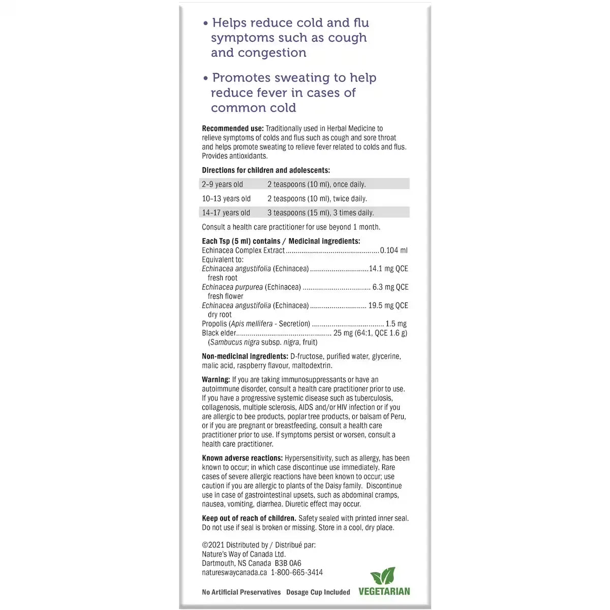 Nature's Way Sambucus Kids Cold and Flu Care, Syrup Berry Flavour, 120 ml product detail