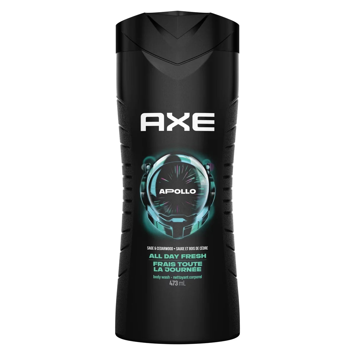 Axe Body Wash for Long-Lasting Freshness Apollo Sage & Cedarwood Scent Men's Moisturizing Shower Gel with 100% front package