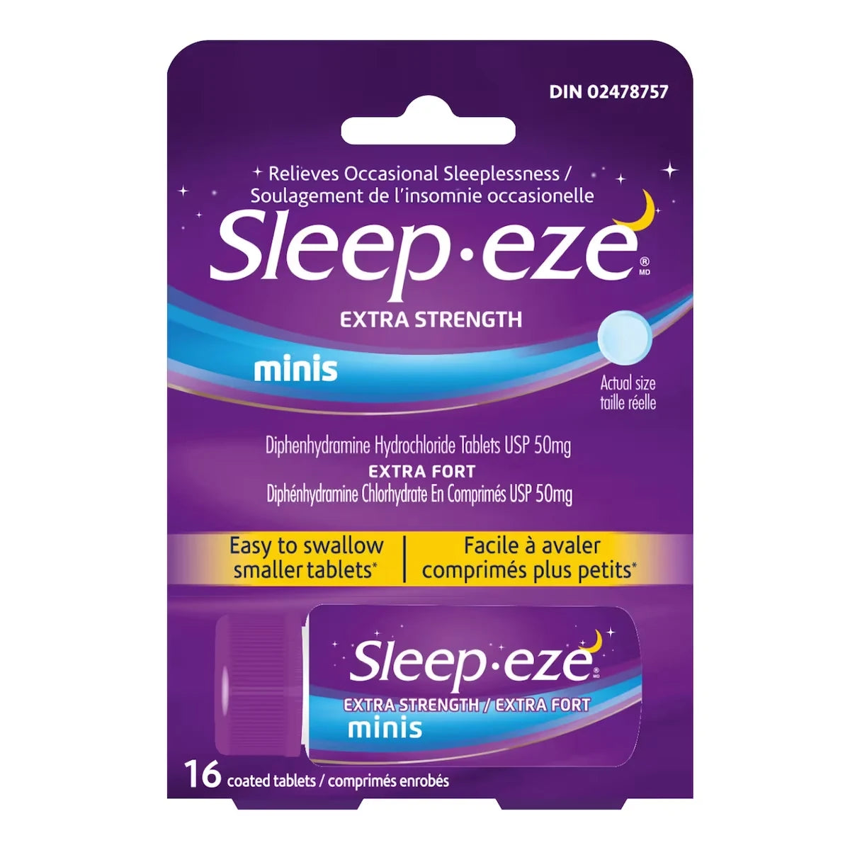 Sleep-Eze Extra Strength Minis Coated Tablets product package