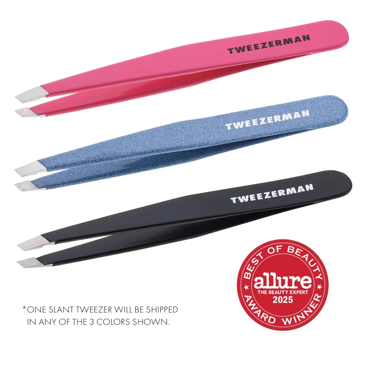 Tweezerman Slant Tweezer Assorted Colors: Granite Sky, Black, Pink product image