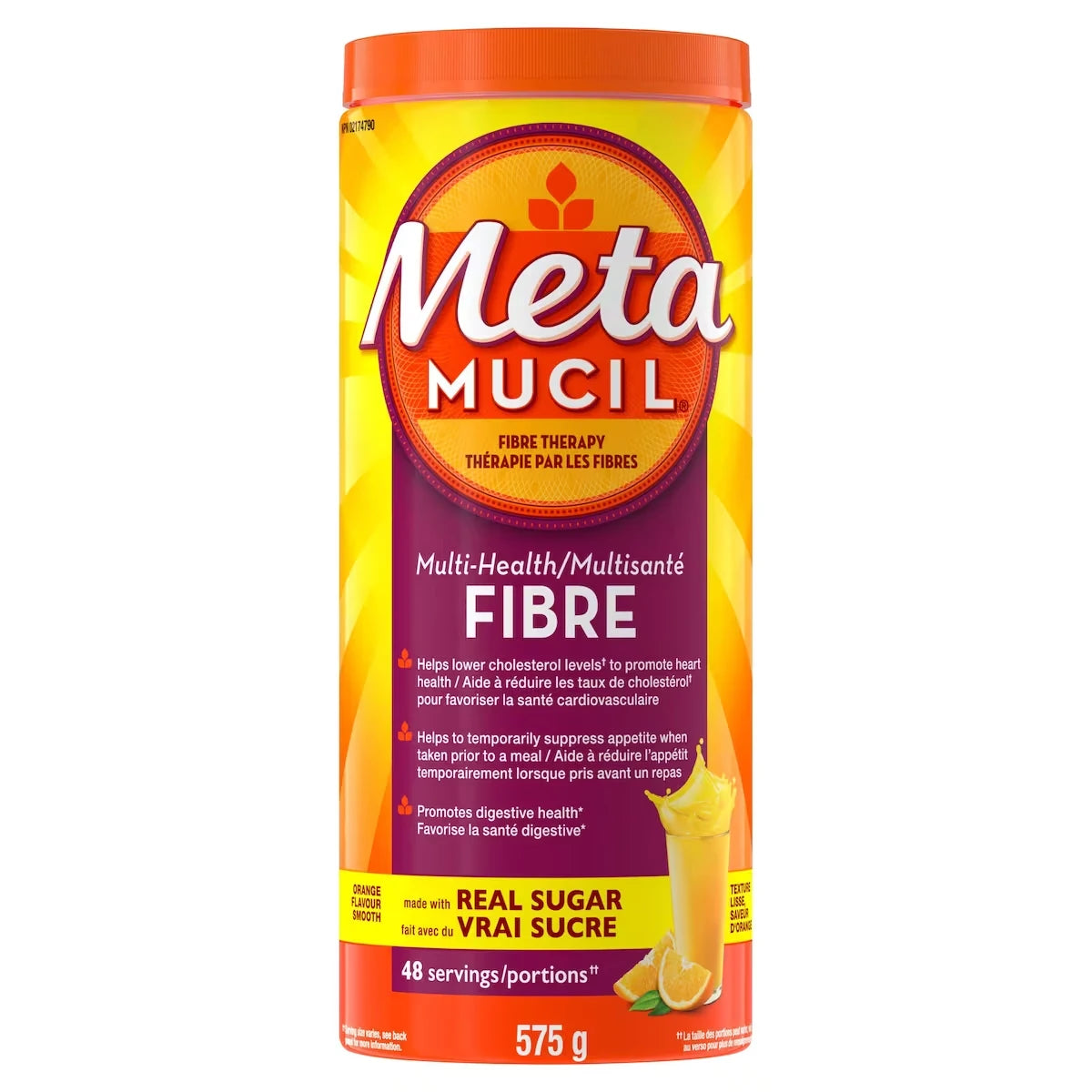 Metamucil 3 in 1 MultiHealth Fibre! Fiber Supplement Powder, Orange, 575 g product image