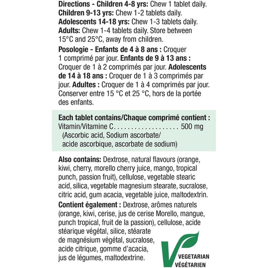Jamieson Chewable Vitamin C 500 mg Mixed 3 Flavours product detail