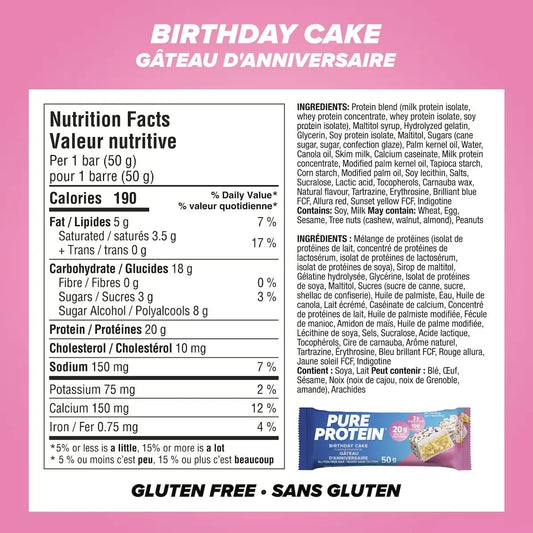 Pure Protein Bars, Birthday Cake, Gluten Free Snack Bar product detail