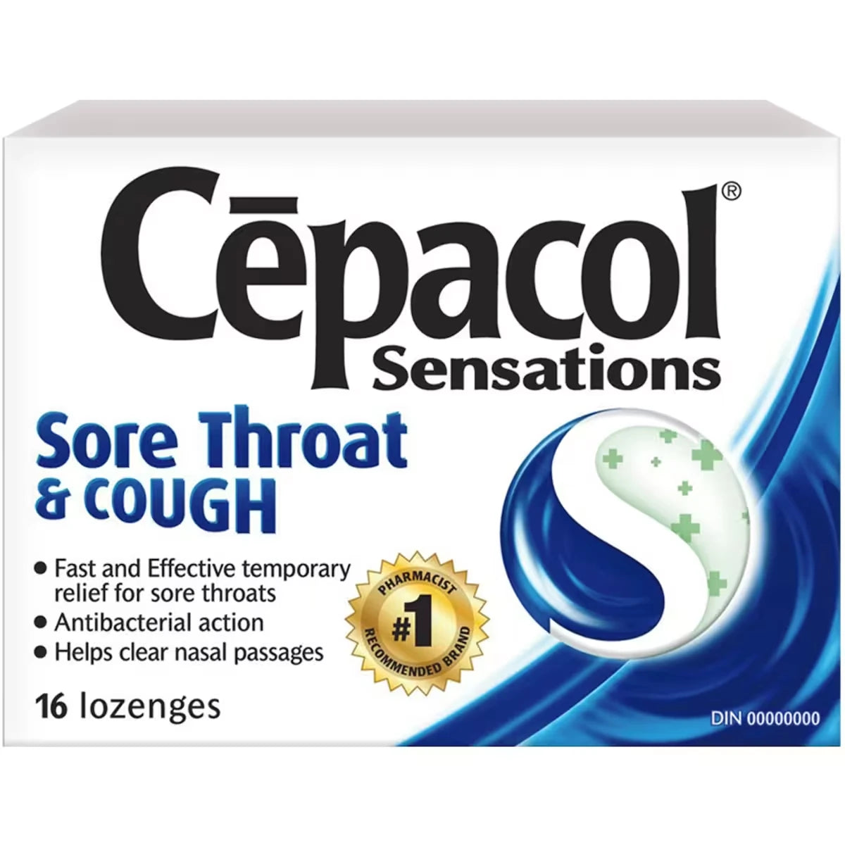 Cepacol Sensations Sore Throat and Cough, Sore Throat Lozenges, 16 ct 16 count front package