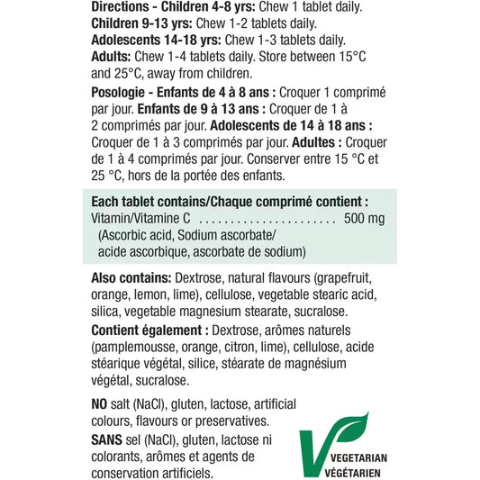 Jamieson Chewable Vitamin C 500 mg Citrus Fruit Flavour product detail