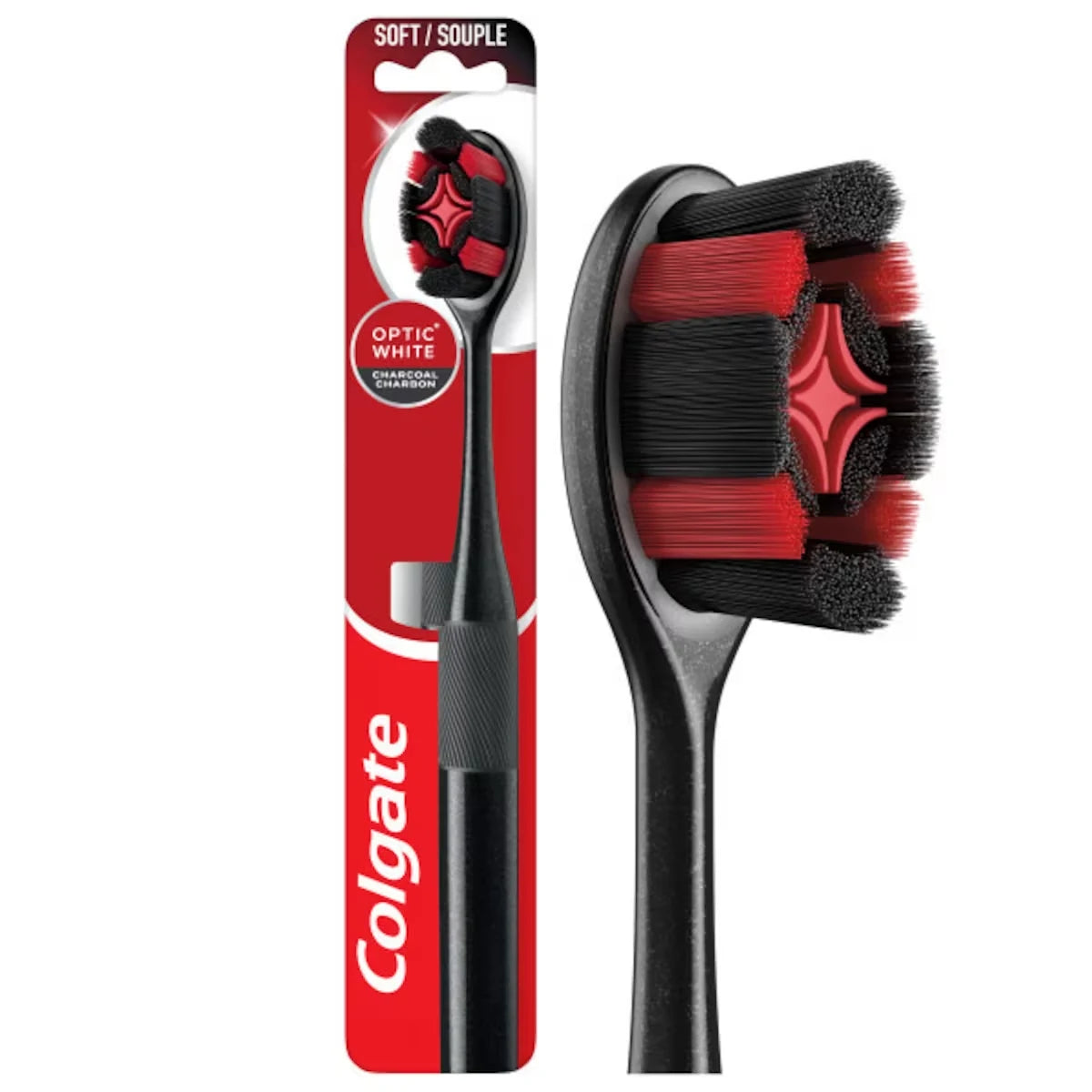 Colgate Optic White Charcoal Soft Toothbrush for Adults product package