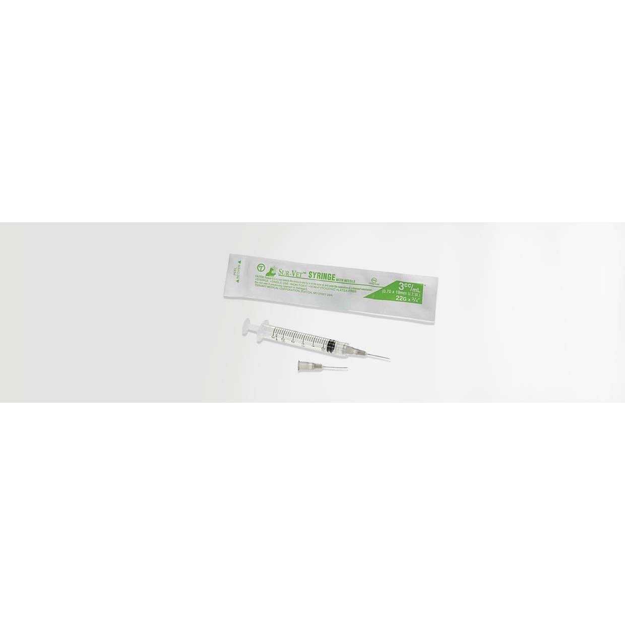 Sur - Vet 3 mL Syringe with LS Needle Box of 100 Syringes 25 g x 0.625 in