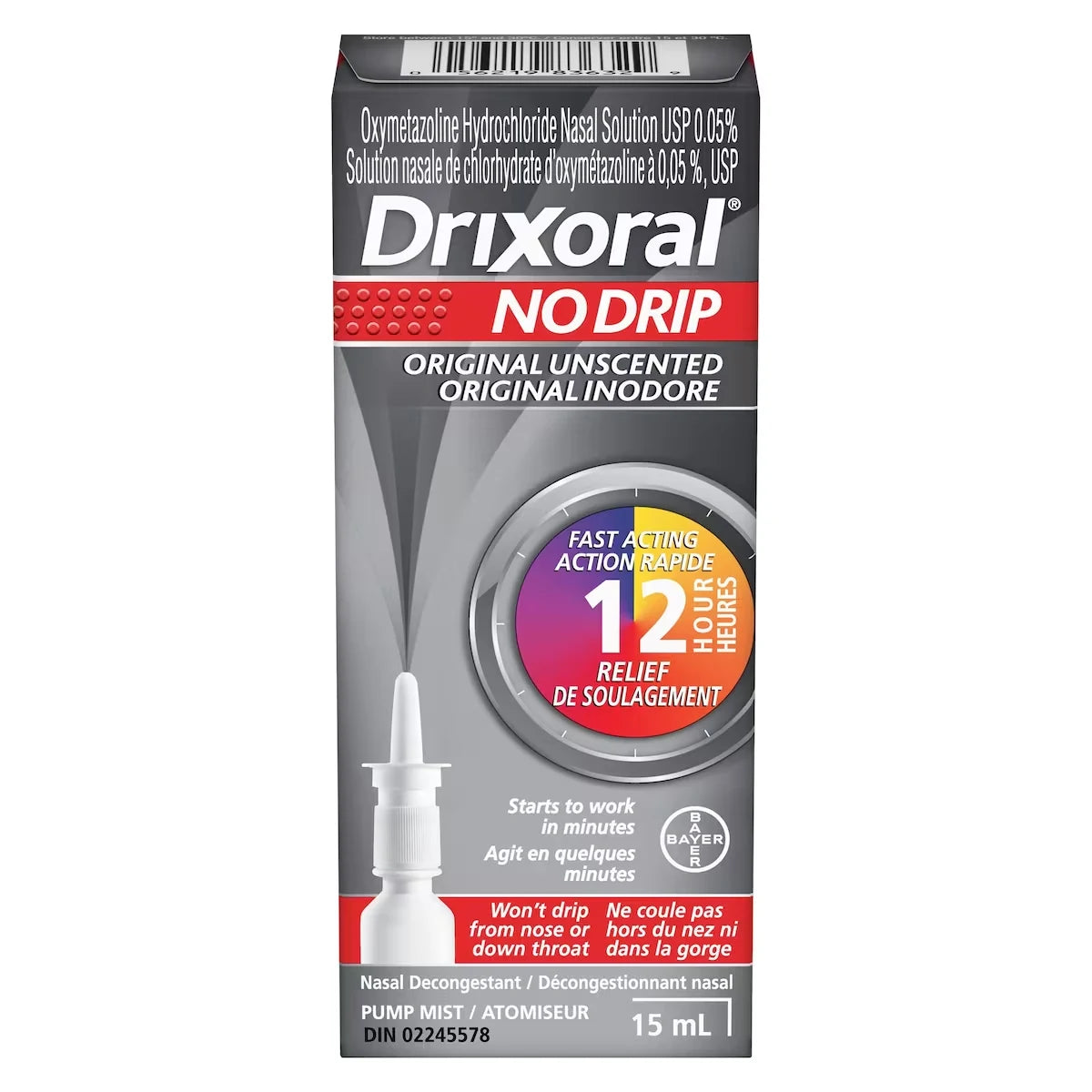 Drixoral No Drip Original Unscented Spray, Helps Relieve Nasal Congestion, 15ml alternate view